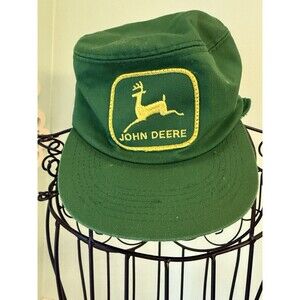 K-Brand‎ John Deere Vtg Hat sz M L  With Ear Neck Flaps Farmer Tractor
